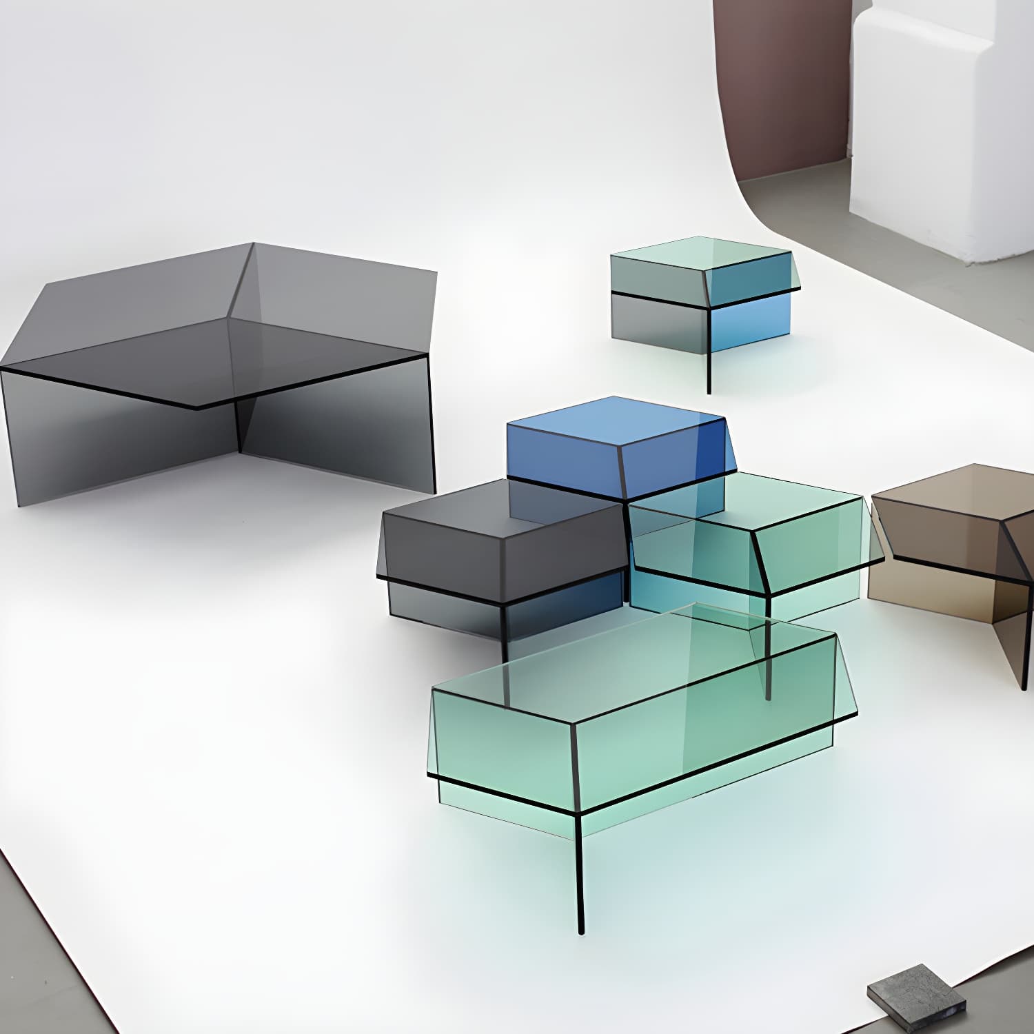 Geometric Clear Acrylic Coffee Table Modern Colored Cocktail Table - image 20
