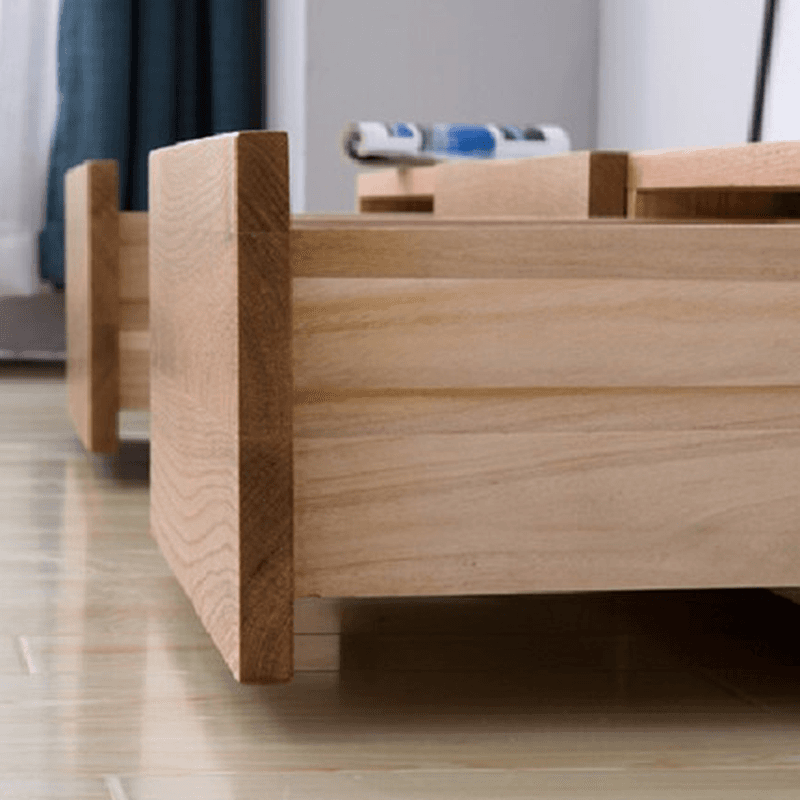 Unfinished Color Mid-Century Modern Oak Wood TV Stand with 3 Drawers - image 5