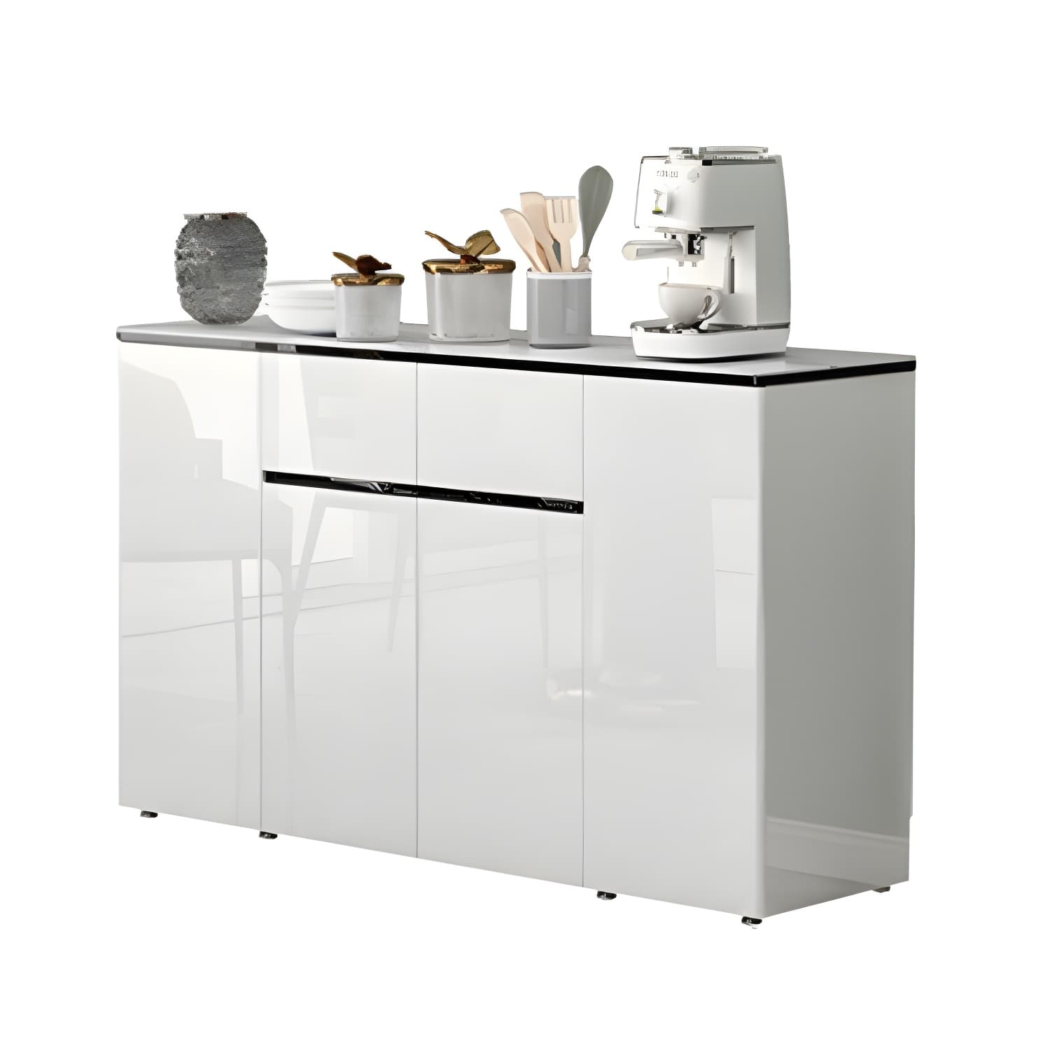 Contemporary Glass Top Sideboard Cabinet with Drawer for Living Room - image 13