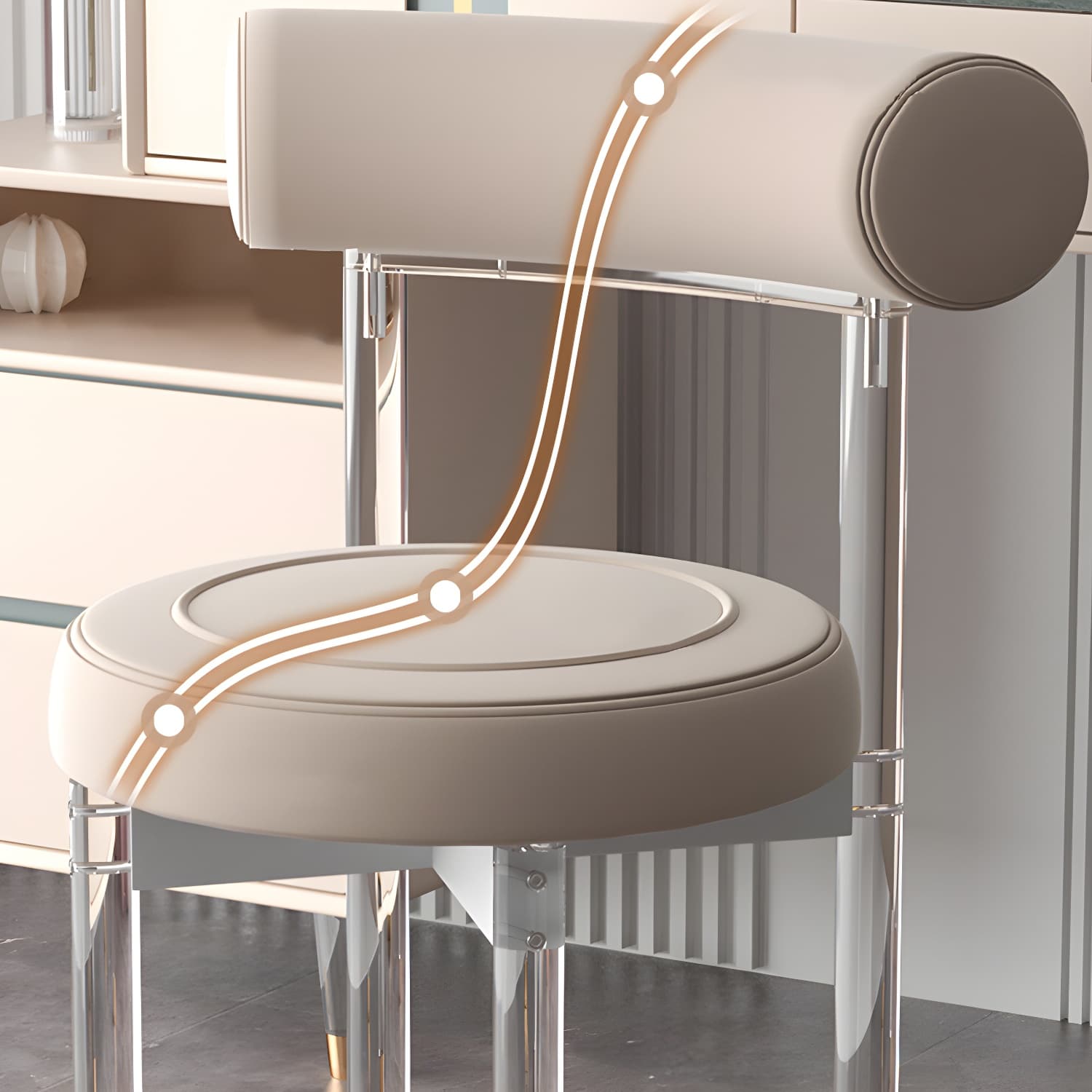Clear Leg Modern Side Chair with Low Back and Upholstered Polyurethane Seat - image 16
