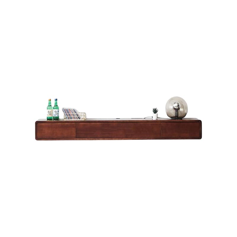 Rubberwood Scandinavian 20''x24'' Floating Mount Wood TV Stand with Drawers and Shelves - image 6