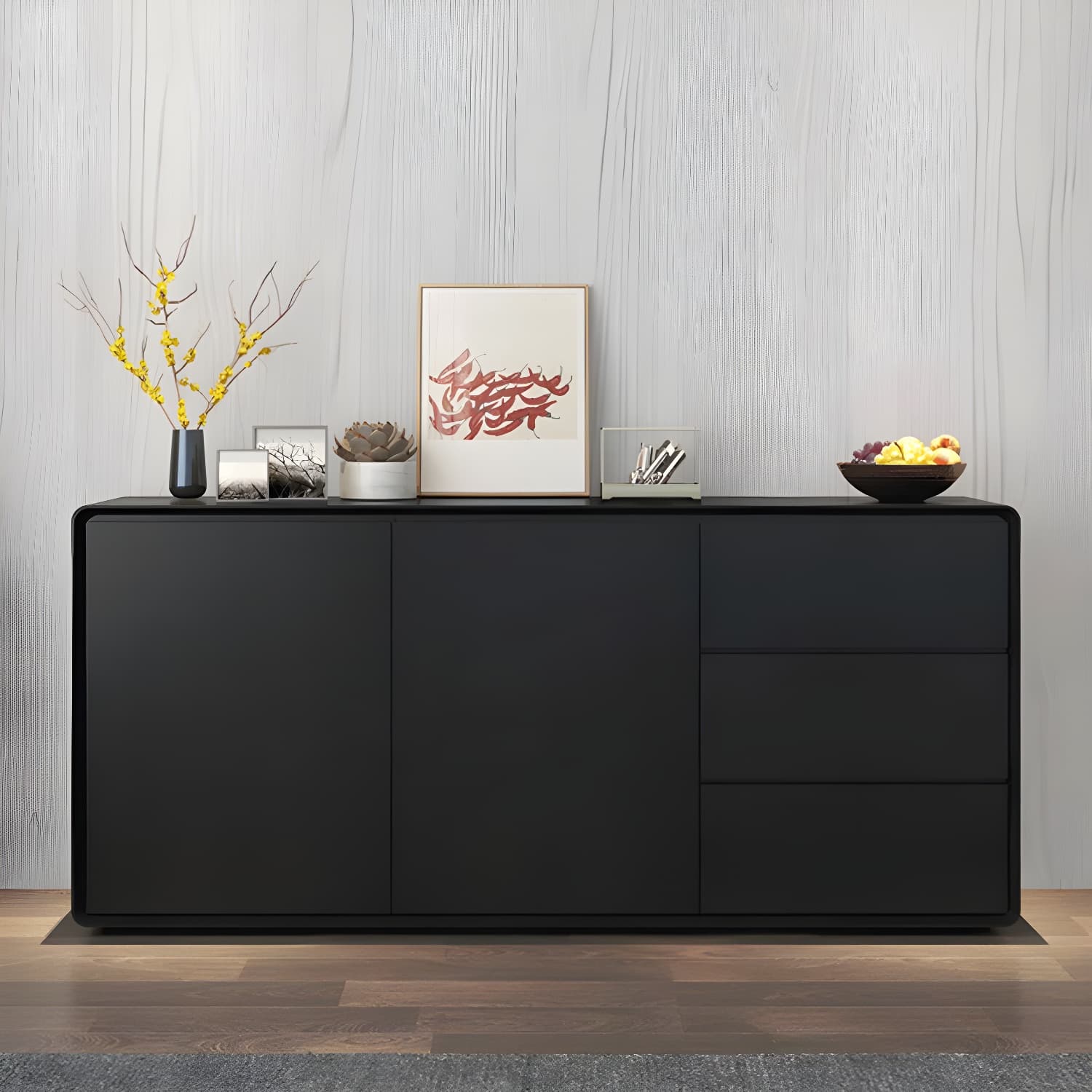 Modern Wood Buffet Sideboard Cabinet with 2 Doors and 3 Drawers - image 11