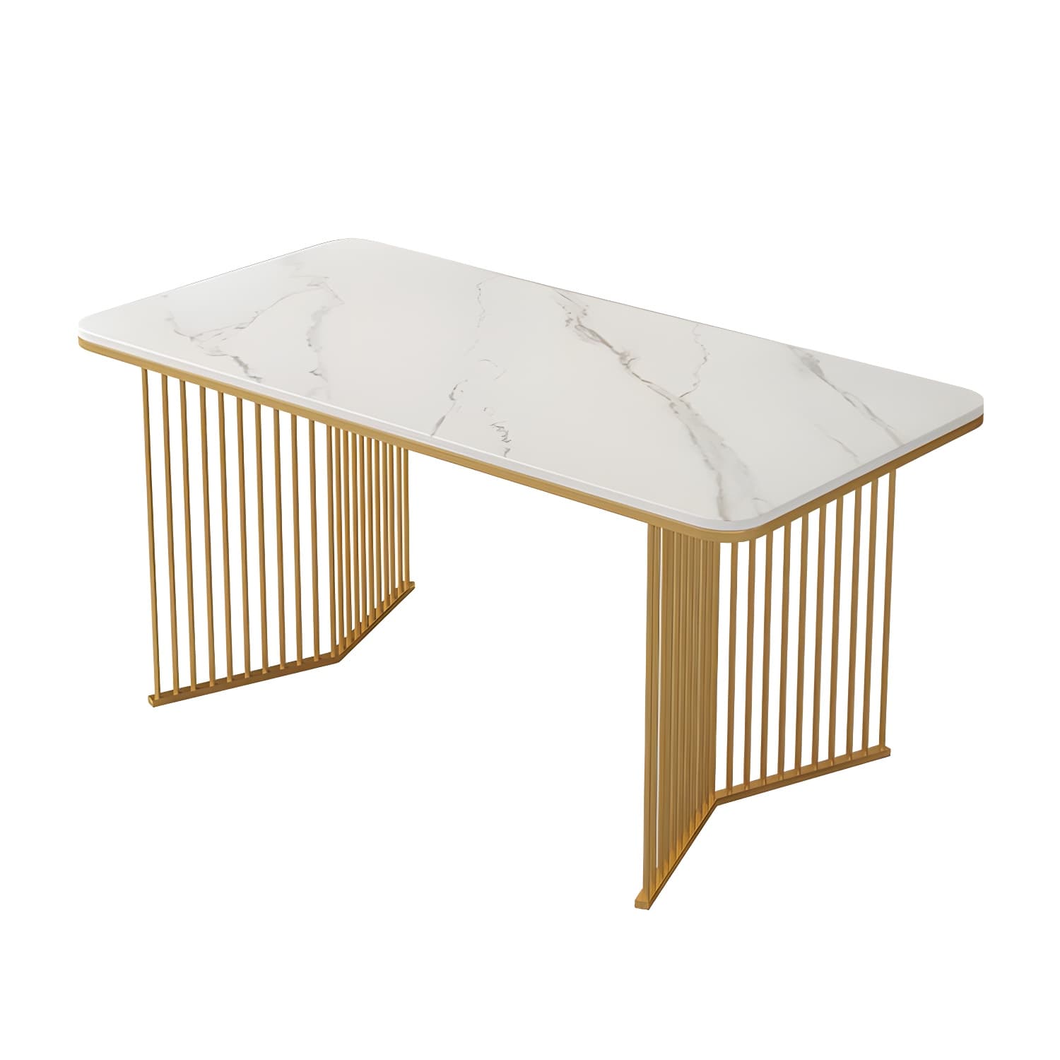 Sintered Stone Dining Table Traditional Luxury Gold Frame Table - image 6