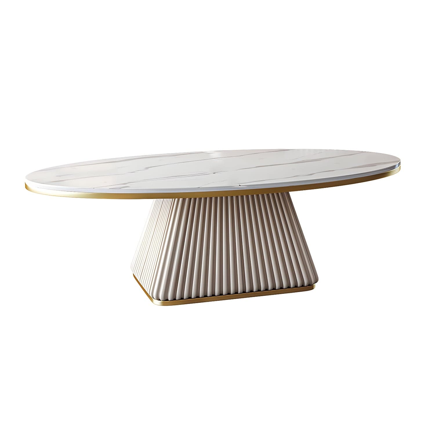 Glam Metal and Slate Cocktail Table Pedestal Coffee Table for Living Room - image 3