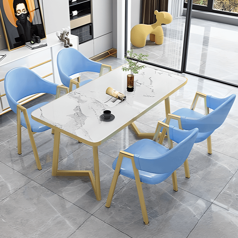 Luxurious Dining Table Set with Recycled Wood Top and Sleighing Base - image 6