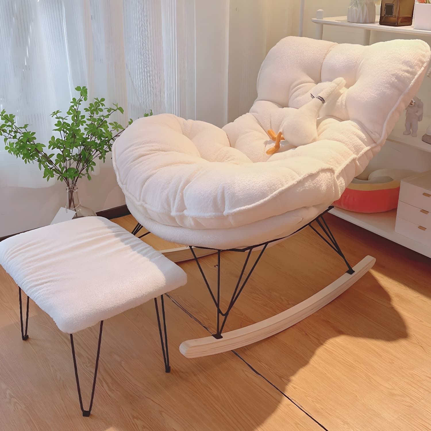 Modern Tufted Upholstered Rocking Chair with Natural Wood Legs - image 19
