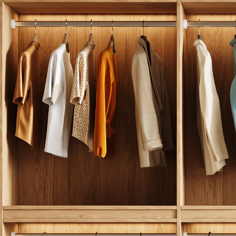 Wood Grain Minimalist Laminate Independent Wardrobe Closet with Soft Close Door, Interior Shelves, and Clothing Rod - image 6