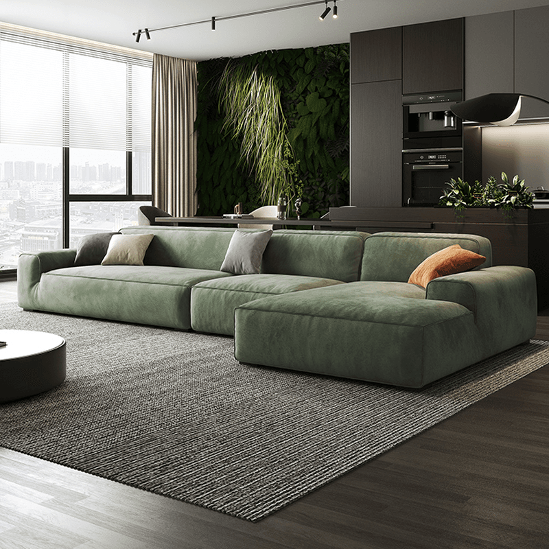 Living Room Use L-Shape/Straight Pine Green Right Hand Facing/Horizontal Sofa Chaise/Sofa with Concealed Support - image 4