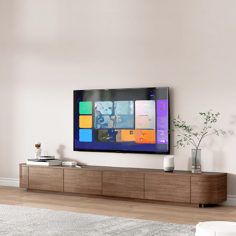 Simple Real Wood TV Stand with 4 Cabinets/3 Cabinets, 2 Drawers and Shelf - image 8