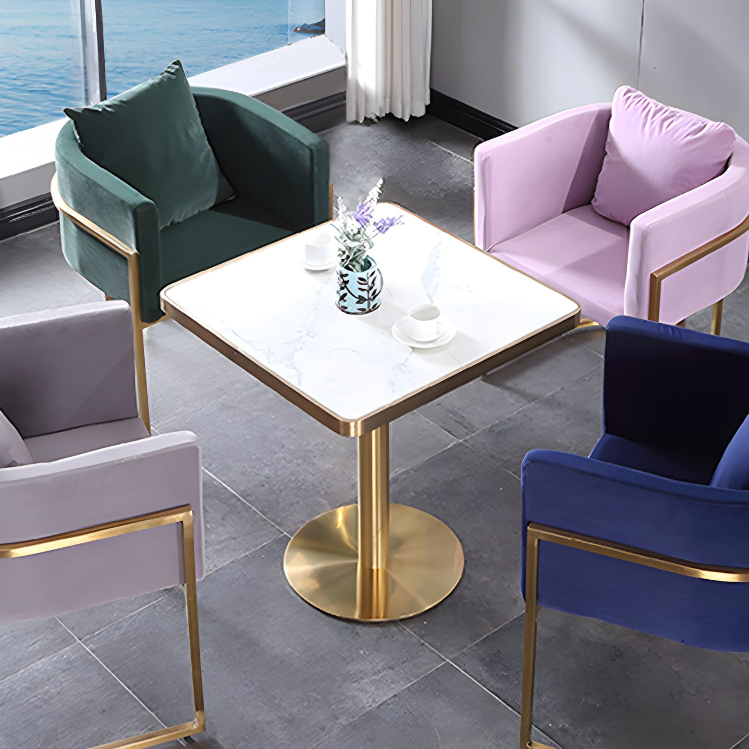 Sintered Stone Three-Color Dining Table Luxury Tulip Base Table for Dining Room - image 15