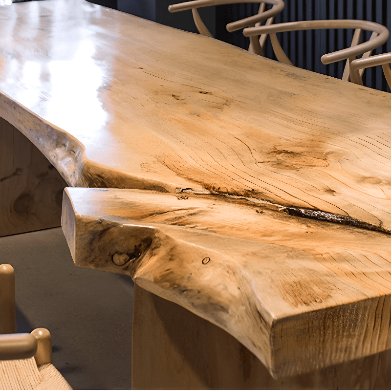 Modern Simple Style Rectangular Pine Dining Table with Natural Finish, Standard Height, Fixed Mechanism, for 8/6/4 People - image 4