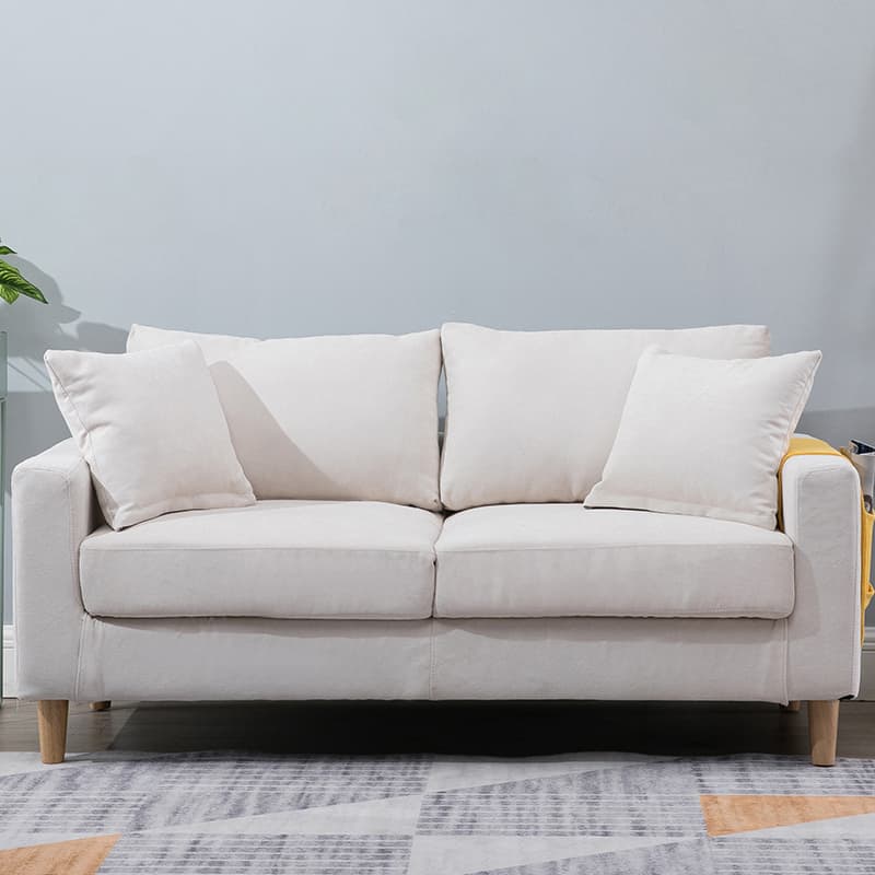 Contemporary Beige/Khaki/Gray Solid Color Standard Sofa with Storage, Wide Pillow Back and Square Arm