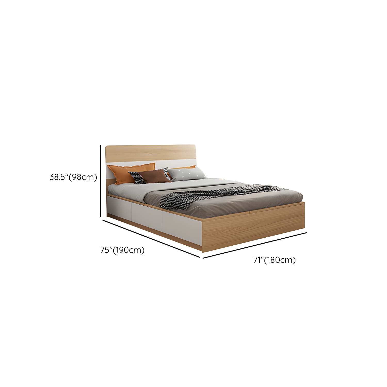 Contemporary Natural Wood Mattress Included Lift Up Storage Bed Frame - image 14