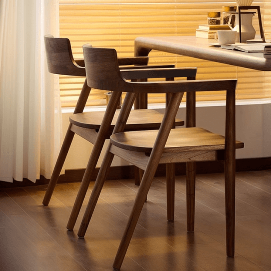 Scandinavian Timber Outlined Leatherette/Linen Firm Arm Chair with Exposed Back and Armrest - image 6