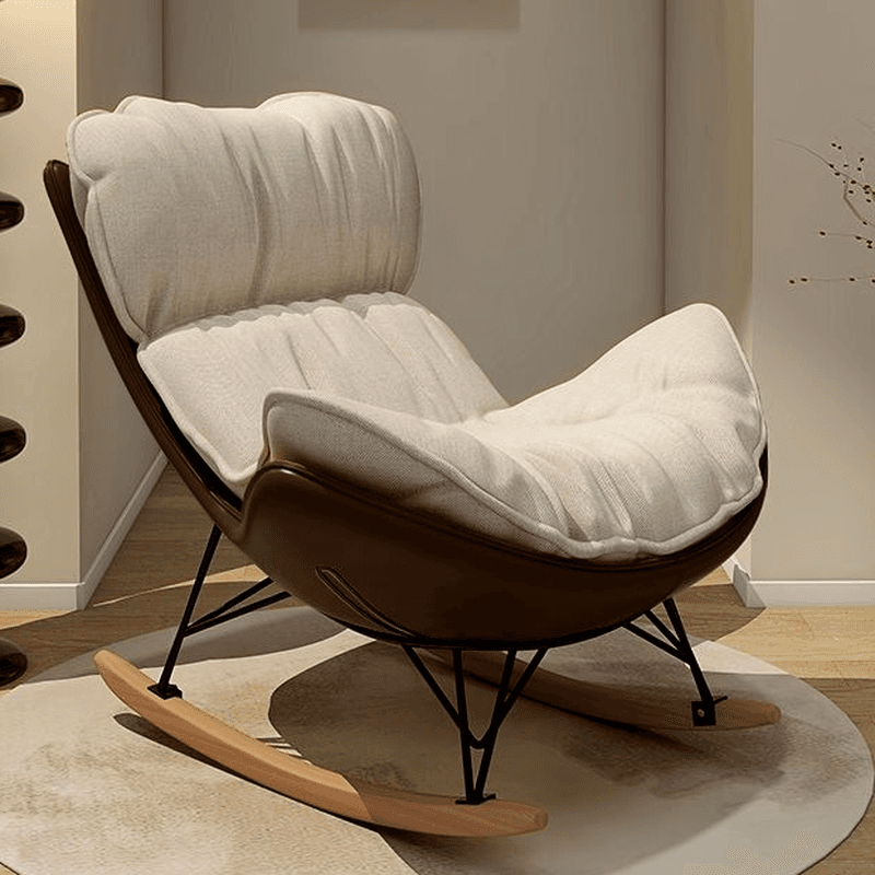 Scandinavian Upholstered Rocking Couch Chair with Padded & Anti- Dumping design - image 3