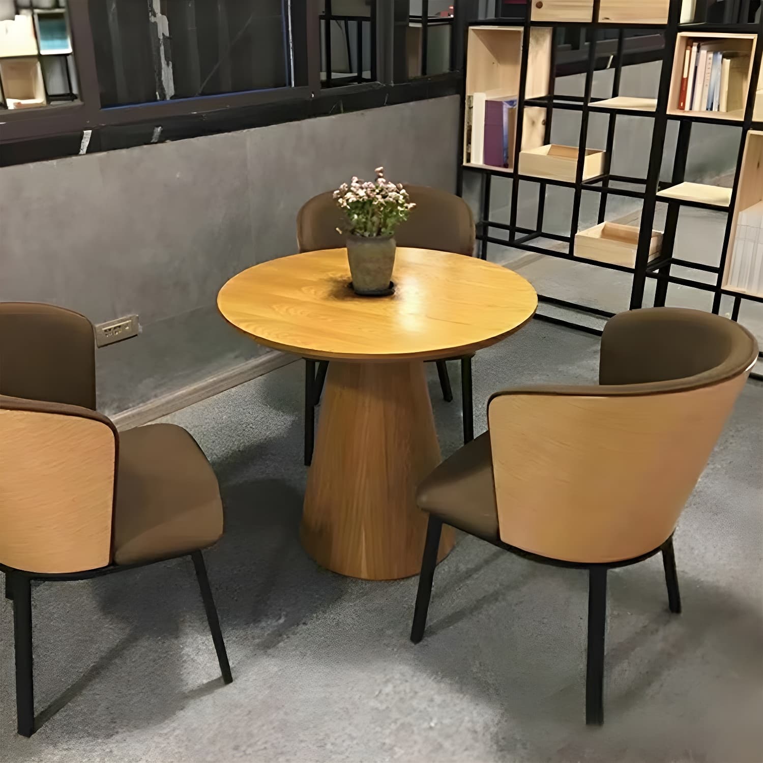 Scandinavian Pedestal Coffee Table Set Round Wooden Coffee Table for Living Room - image 13