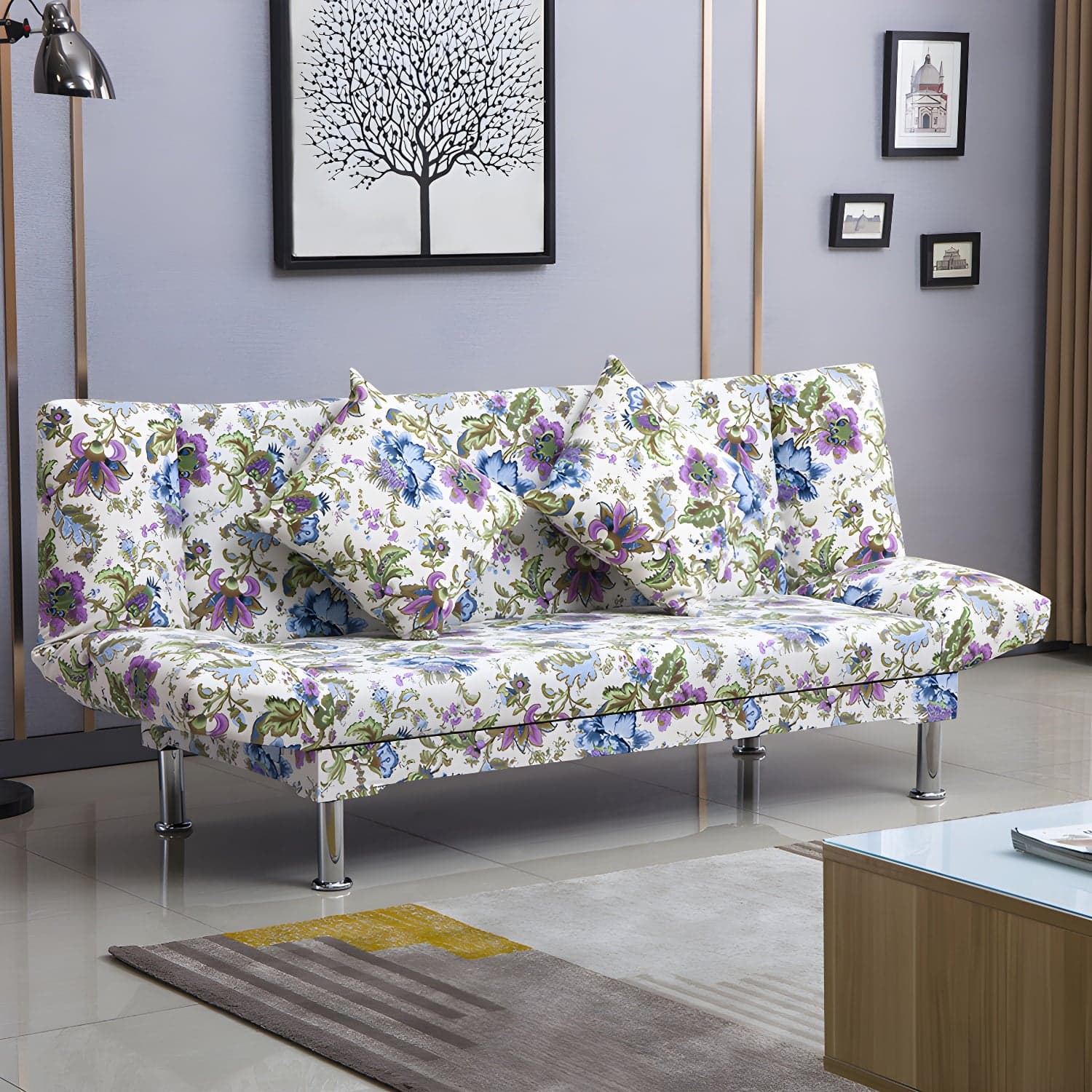 Silver Transitional Modern Tight Back Sofa Bed 29.53"High Armless Sofa Bed - image 37