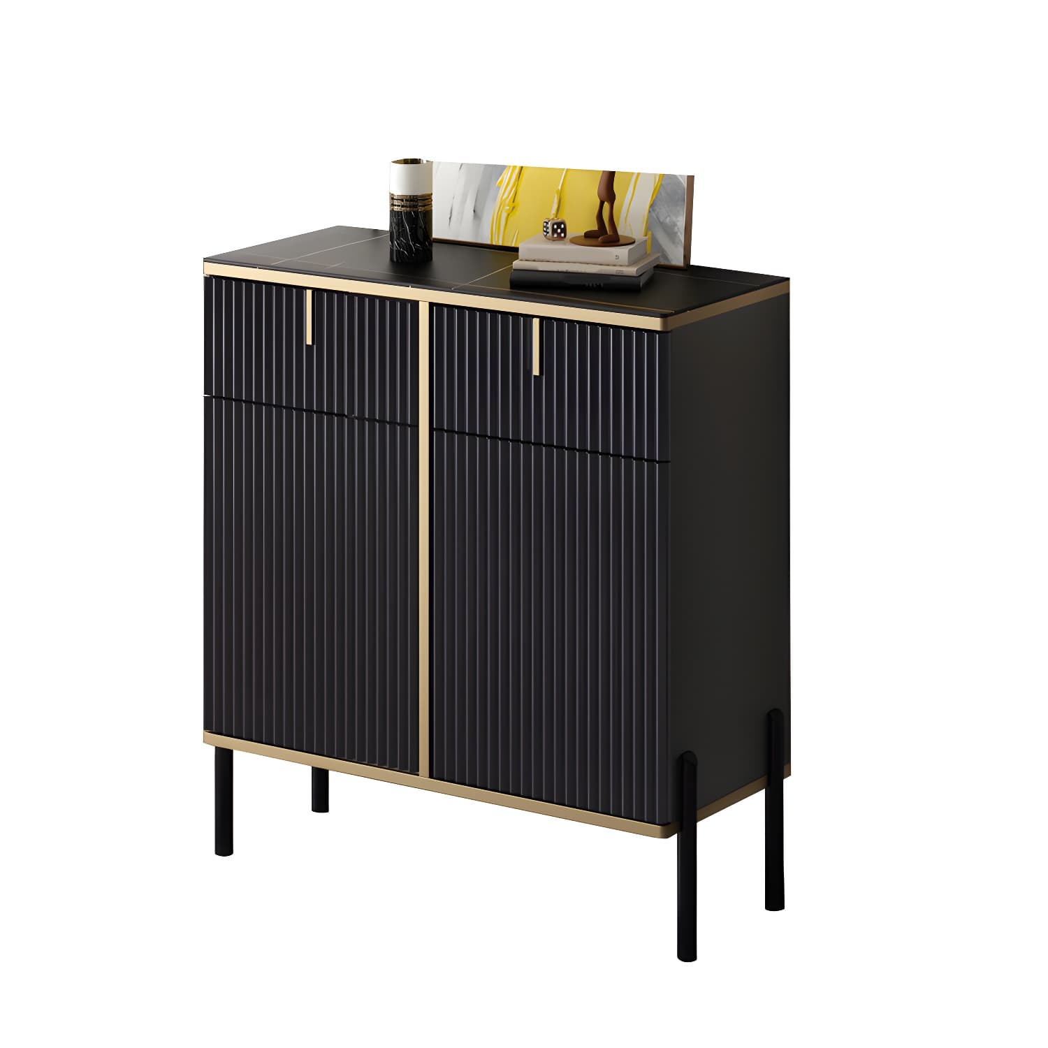 Glam Style Sideboard Stone Side Board with Drawers and Cabinets - image 8