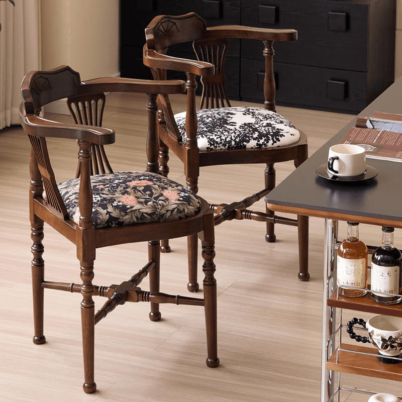 Drawing Room Arm Chair with Cushion, Arms, Natural Wood Legs, Low Back, and Foot Pads - image 6