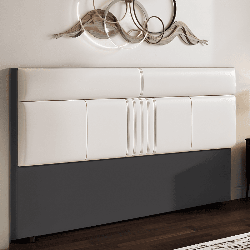 Simplistic Panel Headboard in Pine Wood with Rectangular Shape for King/Queen/Full Bed, Standard Height, Sponge Upholstery, No Distressing