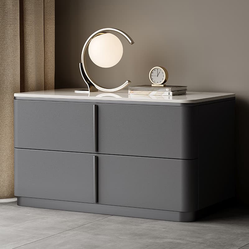 Modish Drawer Storage Bedside Table with 2 Drawers and Sintered Stone Countertop - image 6