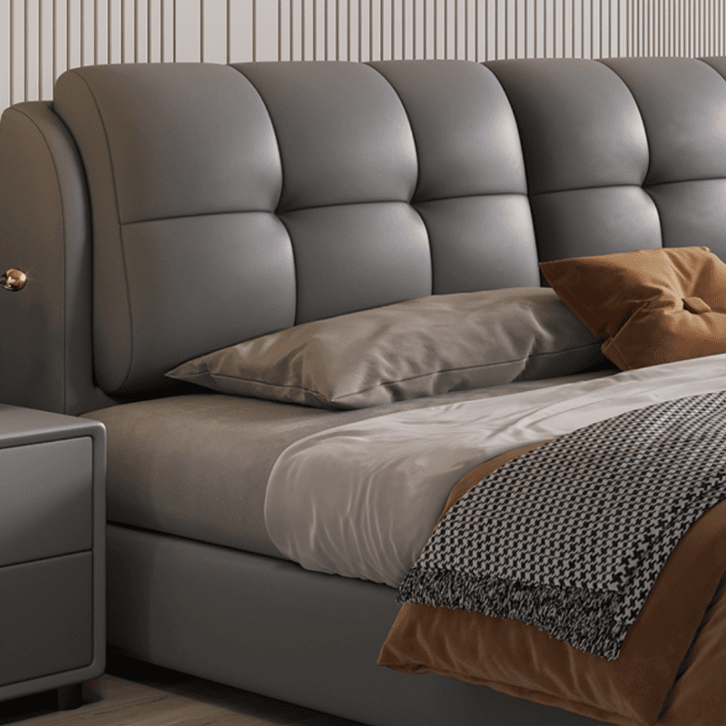 Grey Solid Color Storage Bed/Platform Bed with Timber Frame and Button-tufted Design for Living Room - image 3