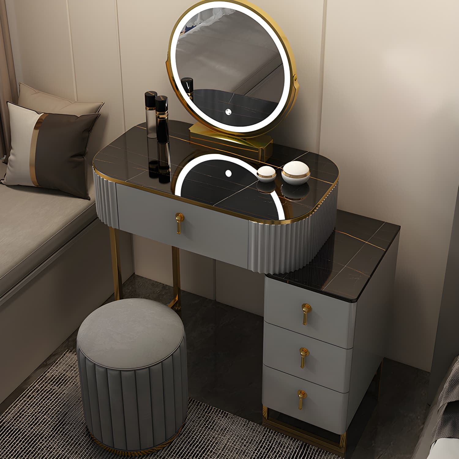 Contemporary Makeup Vanity Desk Table 29.9" H Bedroom Makeup Counter - image 7