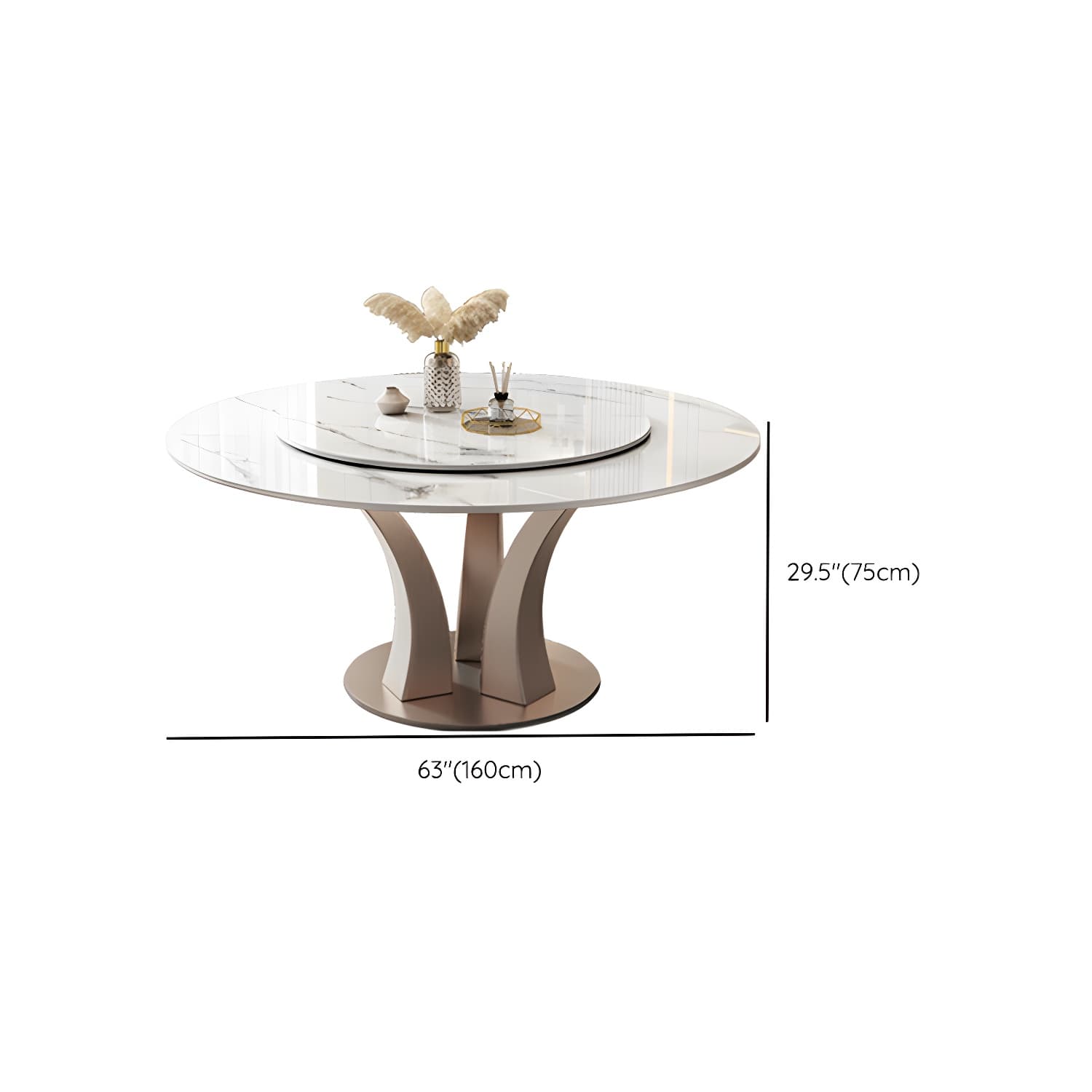 Round Glam Dining Set with White Slate Table Top and Gold Metal Pedestal Base - 1/7/9 Piece Set - image 10