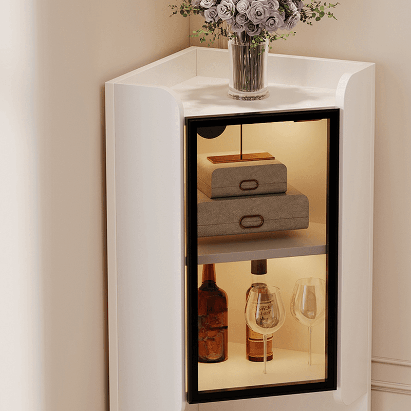 Scratch-immune Accent Cabinet with 2 Exterior Shelves, Sintered Stone Countertop, Glazed Door, Stain Resistant, and LED Lighting - image 5