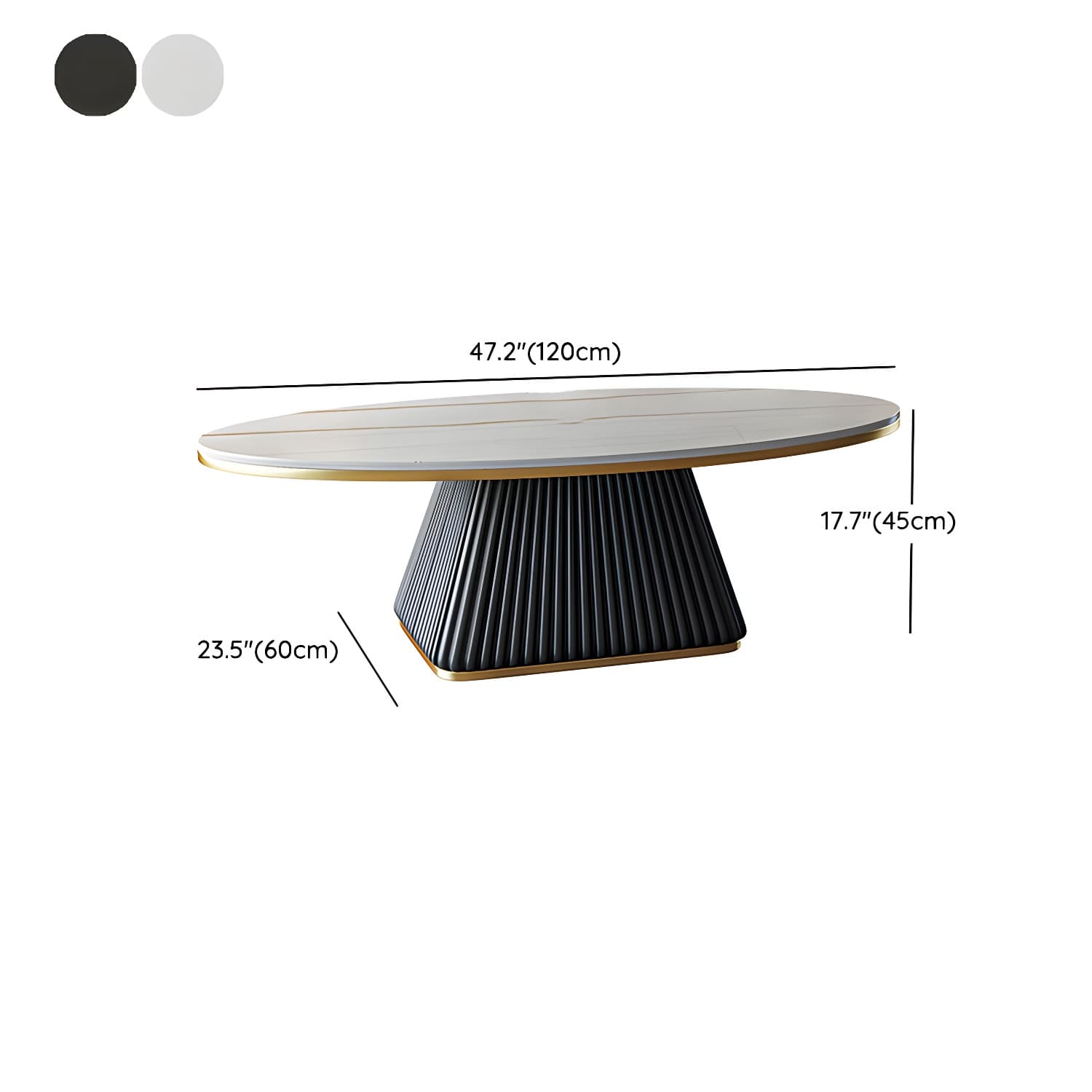 Glam Single Coffee Table Oval Pedestal Coffee Cocktail Table - image 24