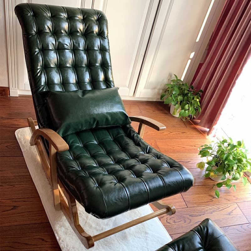 Stylish Upholstered Rocking Chair with Natural Wood Legs In Modern Design - image 3