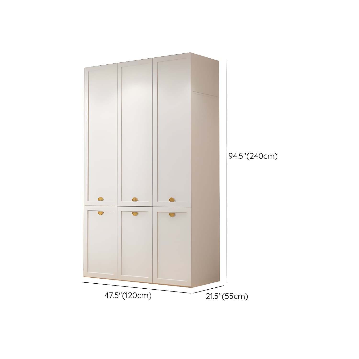 Modern Solid Color Shelves Hinged Doors Cloth Rod Included Cabinet in Beige - image 27