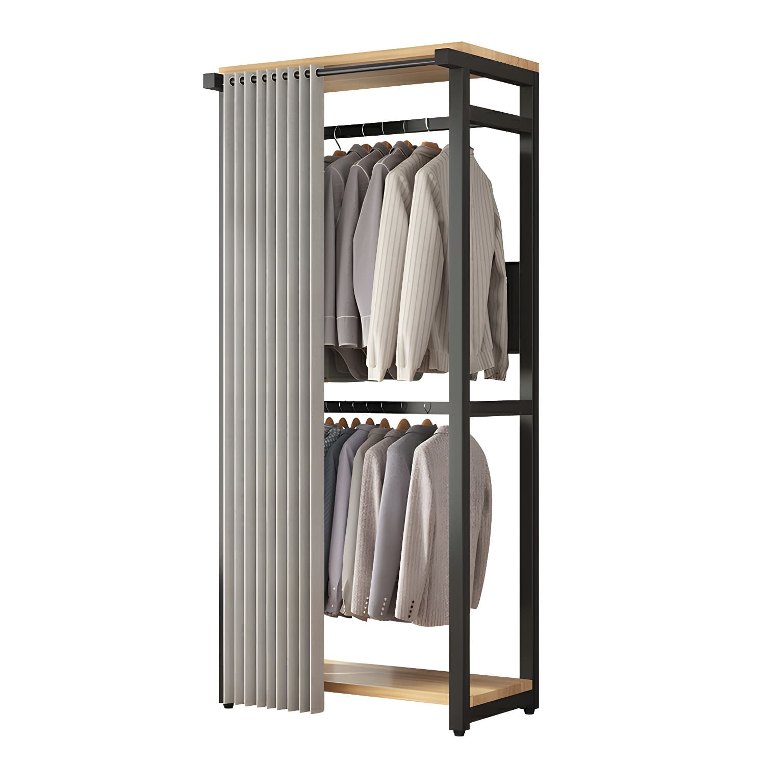 Modern Metal Wardrobe Armoire with Clothing Rod & Shelves (Height 70-79 inches, Overall Width 45cm) - image 7