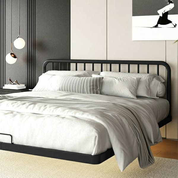 Modern Iron Open-Frame Bed with Solid Color, Metal Slats, and Legs Included - image 10