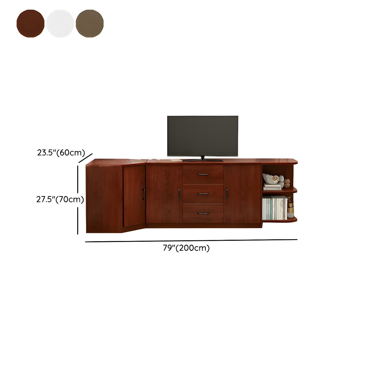 Modern Solid Wood Corner TV Stand Console with Storage Drawers & Shelves - image 12