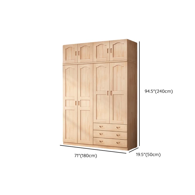 Modish Natural Color Reclaimed Wood Wardrobe Armoire with Soft Close Drawer, Soft Close Door - image 20