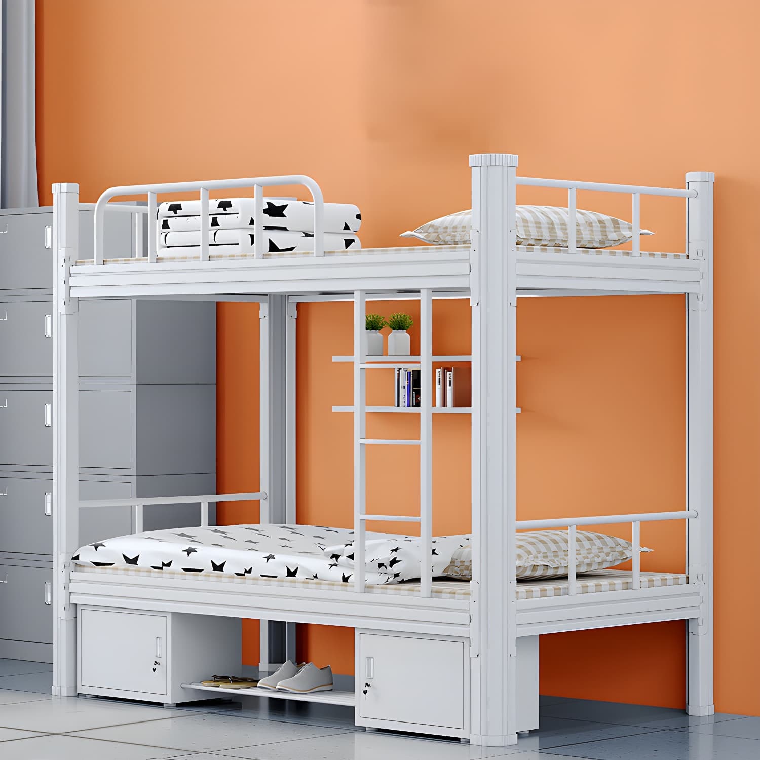 Modern Bunk Bed Dormitory Bedroom Metal Bed Frame with With Headboard and Footboard - image 16
