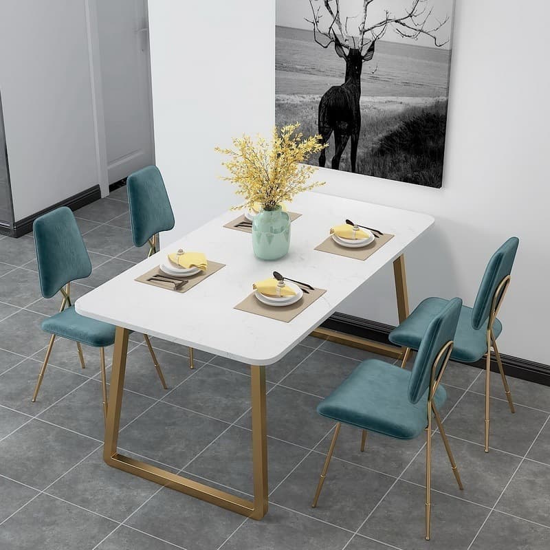 Upholstered Firm Armless Chair with Aureate Legs and Foot Pads for Dinette - image 5
