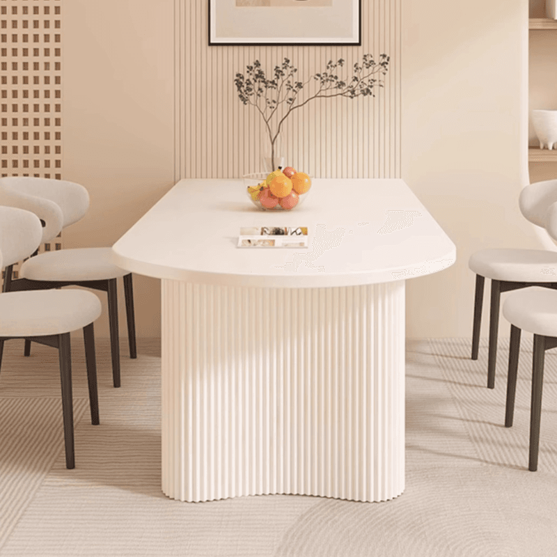 Art Deco Dining Table with Ivory Stone Top, Standard Height, Scratch-shielded, Fixed Table Mechanism - image 5