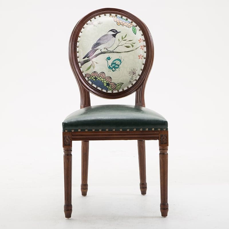 French Sturdy King Louis Back Upholstered Arm Chair/Side Chair with Nailhead Accent, Foot Pads and Weathered Wood Base - image 9