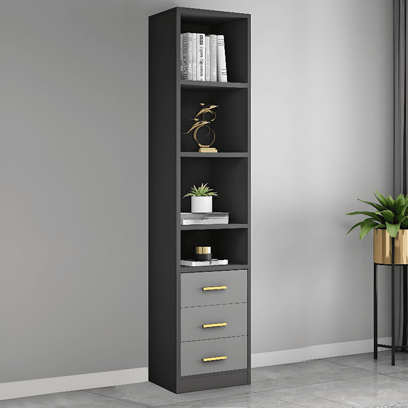 Moisture-proof Scratch-shielded Accent Cabinet with 4 Exterior Shelves, Black Top, Soft Close Drawer, Stain Resistant, and Lighting