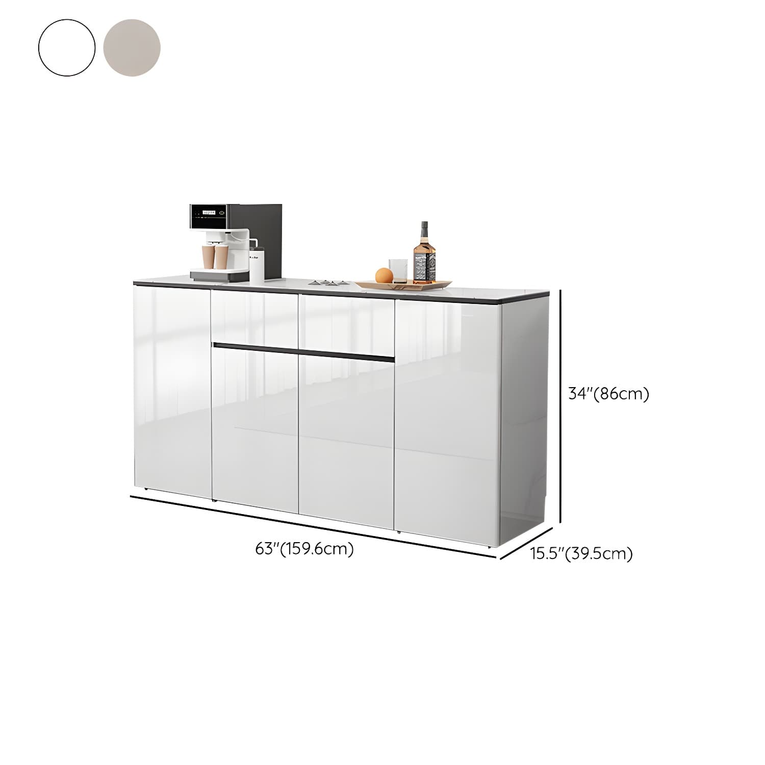 Contemporary Glass Top Sideboard Cabinet with Drawer for Living Room - image 20