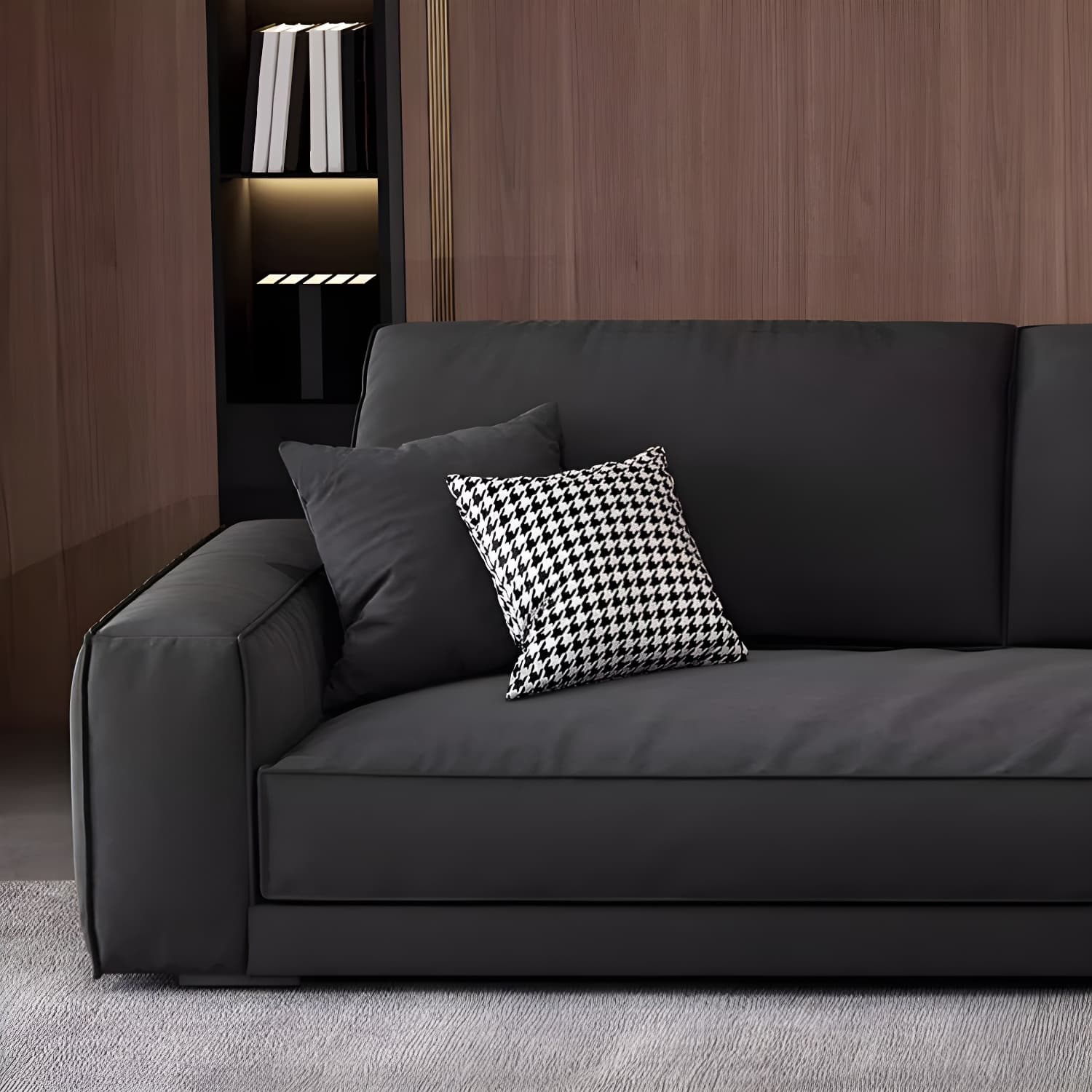 Modern Gray Polyester Blend Stationary Sectional Sofa with Square Arm and Cushion Back - image 8