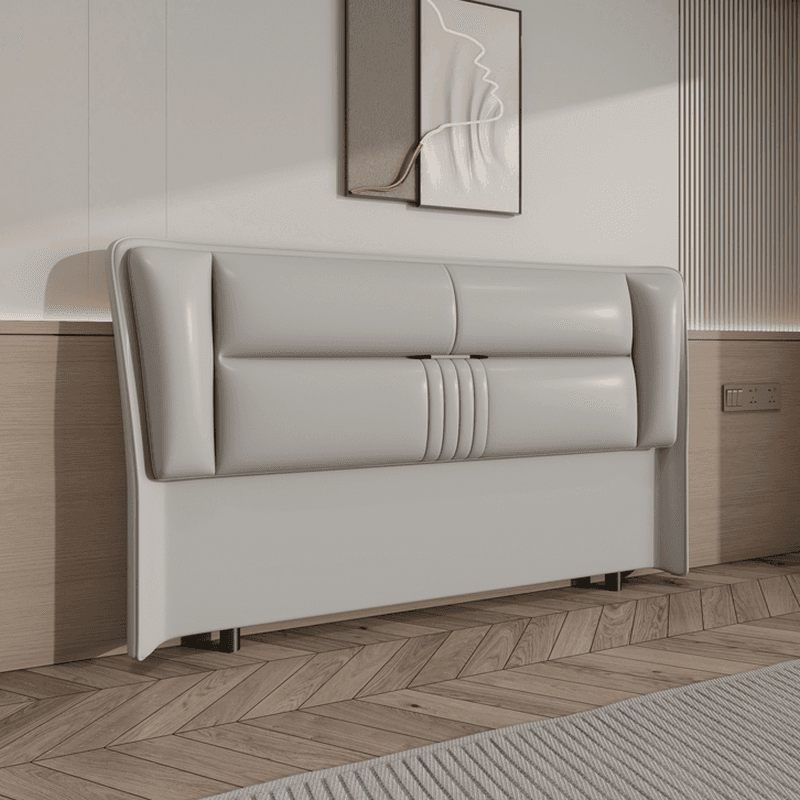 Trendy Wingback Headboard with No Distressing in Natural Wood, Rectangle Shape for Full/Queen Bed with Sponge Upholstery and Standard Height - image 5
