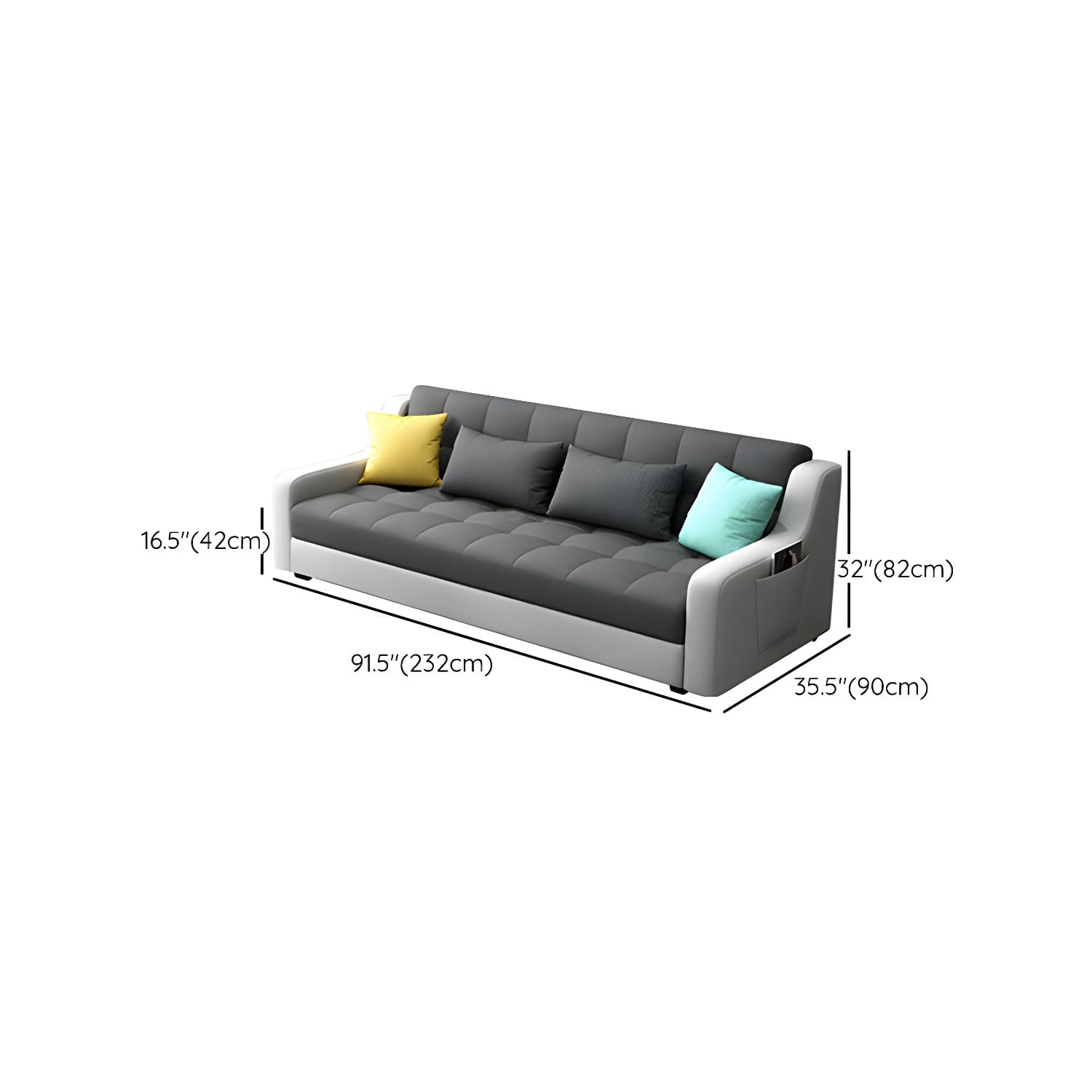 Modern Gray Linen Sleeper Sectional in Wood Frame without Nail Head Trim - image 14