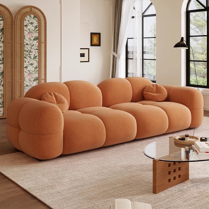 Trendy Solid Color Stain Resistant Standard Sofa in Grey/Taupe/Amber Color with Arm, 4-seater/Seats 3 and 2 Pillows - image 9