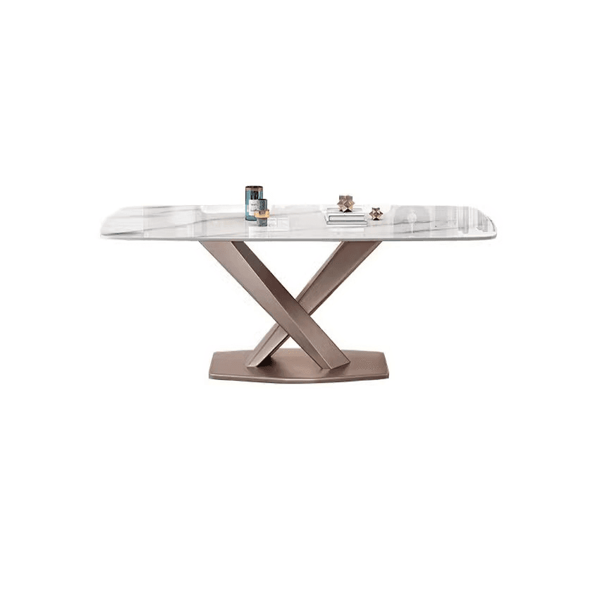 Rectangular Trendy Cream Fixed Standard Height Dining Table for 4/Seats 6 with Sintered Stone Top