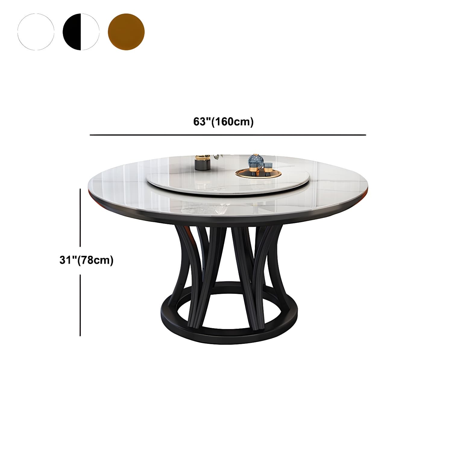 Modern Stone Round Folding Table Solid Wood Pedestal Casual Dining Table - image 16