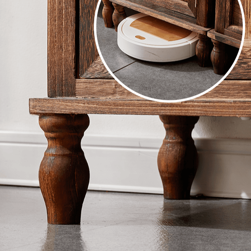 Classic Parlor Independent Accent Cabinet with Distressed Wood Finish, Damp-proof and Bun Feet - image 8