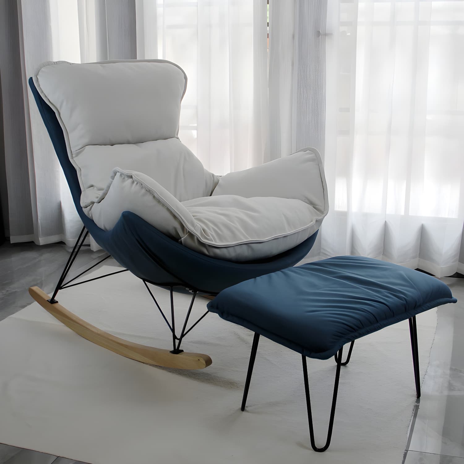 Modern Glider Chair Upholstered Removable Cushions Rocking Chair with Dark Legs - image 8